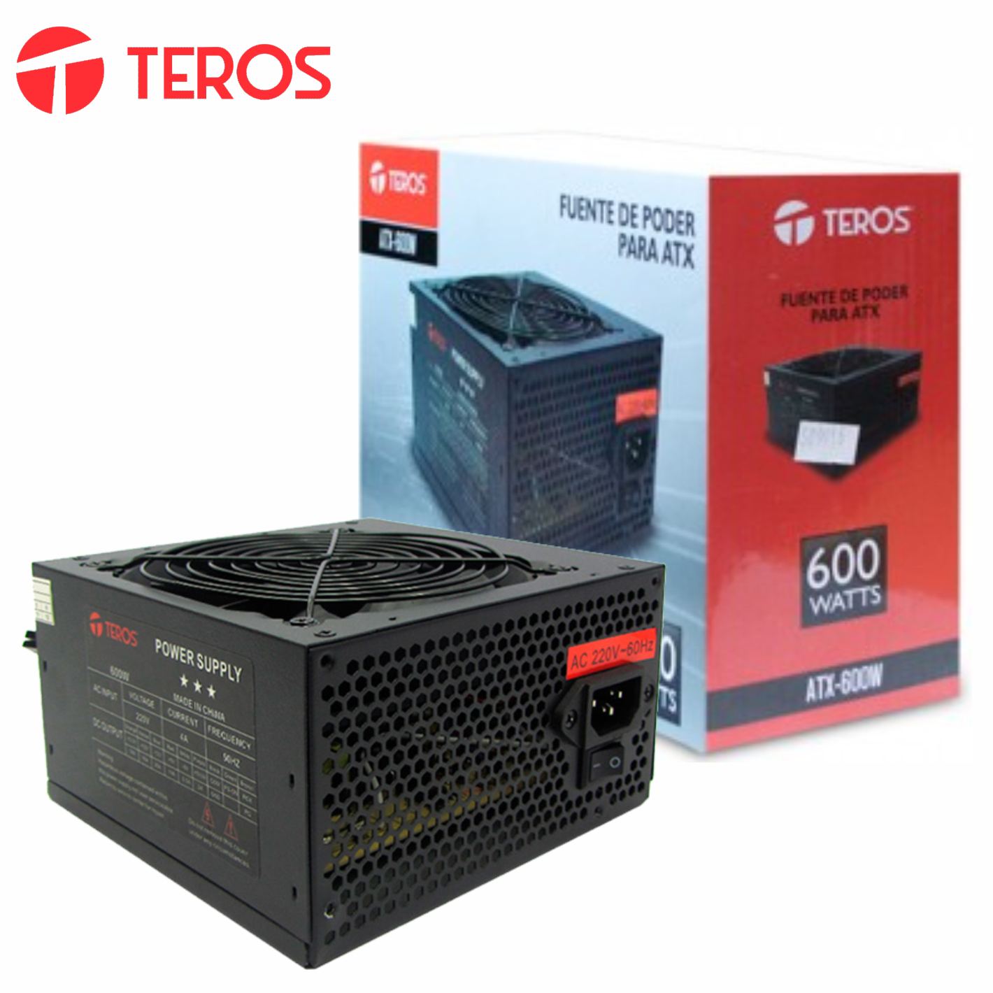 Fuente de poder Teros, 600W, ATX, 220V