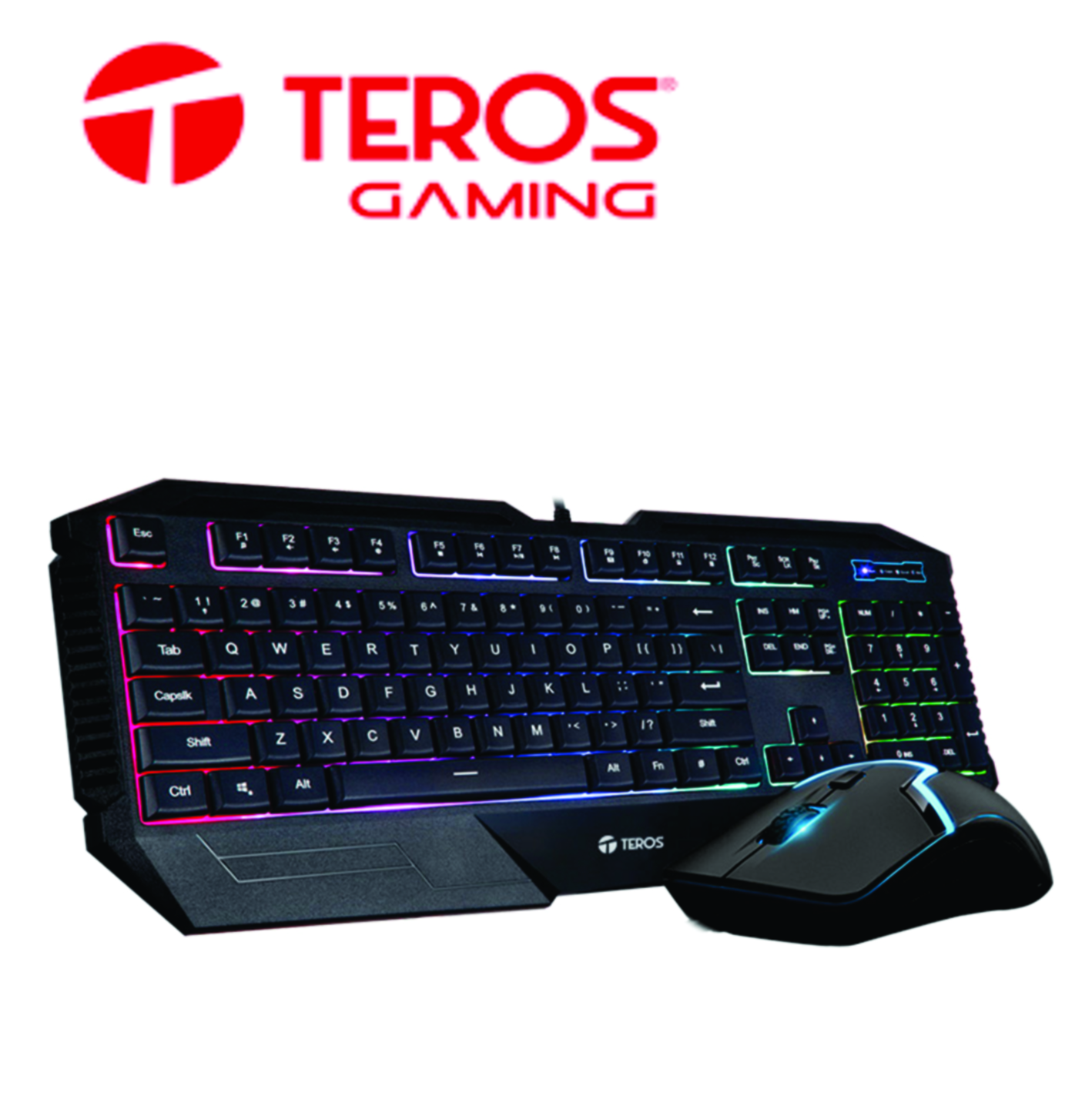 Kit de teclado y mouse Gamer Teros TE-4140, Retro-Iluminado USB, negro.