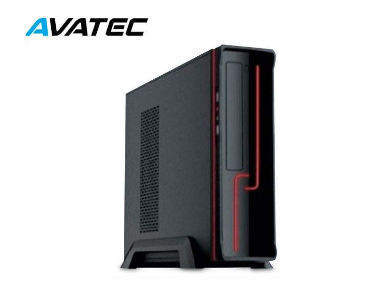 Case Avatec Slim CCA-1304 BR LED Frontal rojo con Fuente de 350W  Real