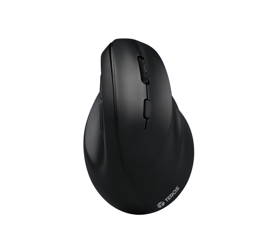 Mouse Teros TE-5169N, Inalámbrico Doble Modo: 2.4G+Bluetooth, 2400 DPI, Vertical, Negro