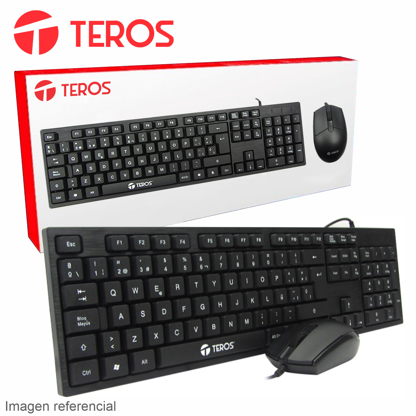 Kit Teclado y Mouse TEROS TE-4062, USB, Negro, Español