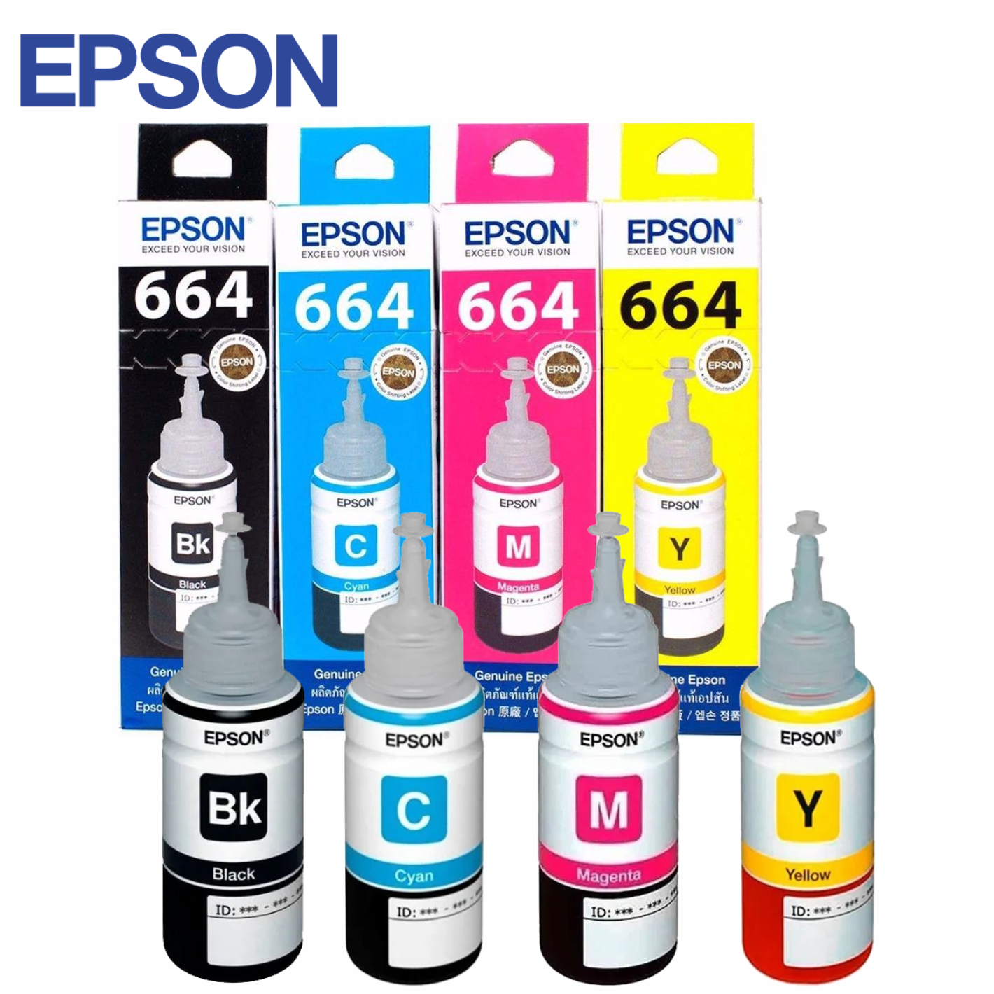 Botellas de Tinta Epson T664 Negro/ Cian/ Magenta/ Yellow